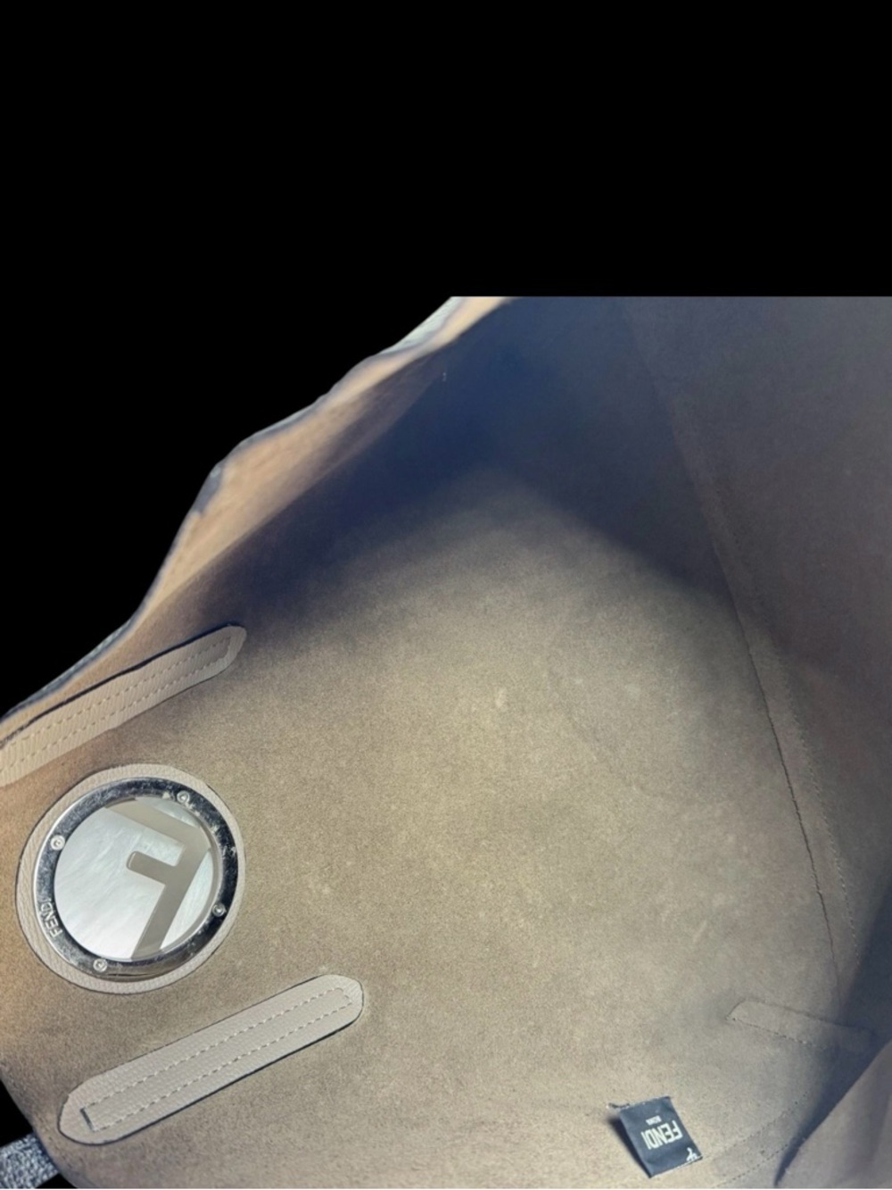 Fendi Black Leather Tote with Circular Logo Accent - Picture 12 of 13
